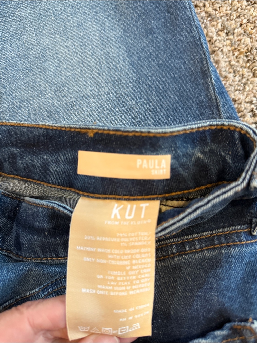 NWT Kut from the Kloth Blue Denim A-Line Skirt Paula Skirt with Frayed Hem Sz 6 - Picture 4 of 8